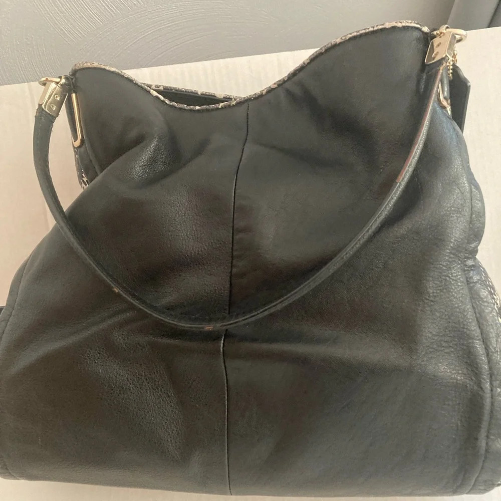 Coach Black Satchel with Piton Trim